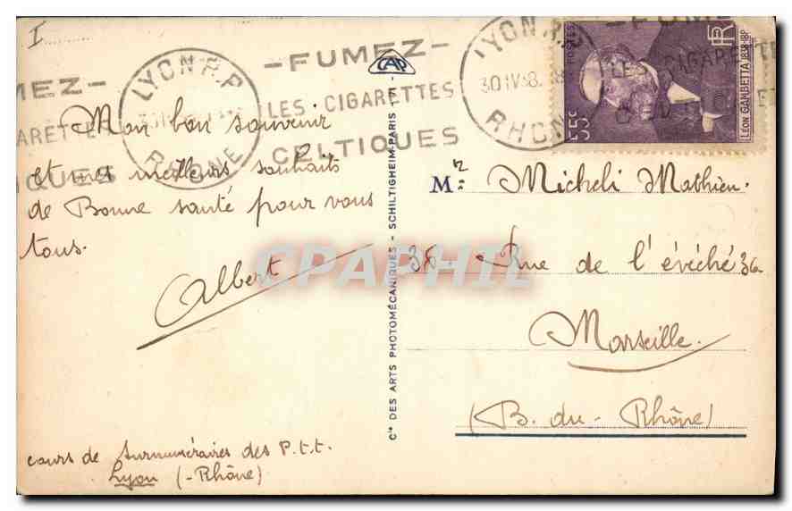 CPA Lyon Quai de Bondy  — Verso