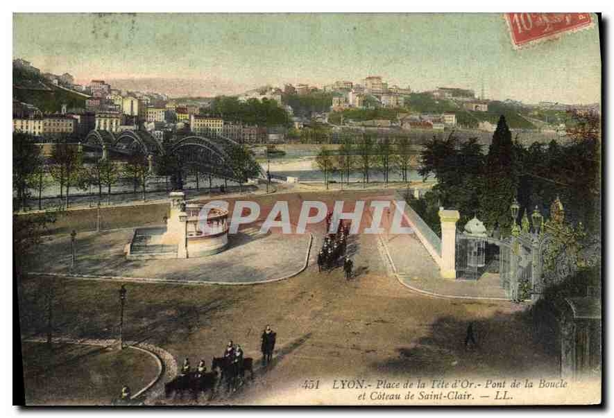 CPA Lyon Place de la Tete d'Or Pont de la Boucle et Coteau de Saint Clair 