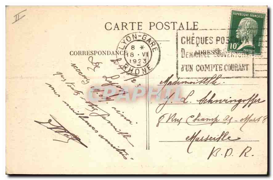 CPA Lyon Pont Lafayette et Coteau de Fourviere Tramway — Verso