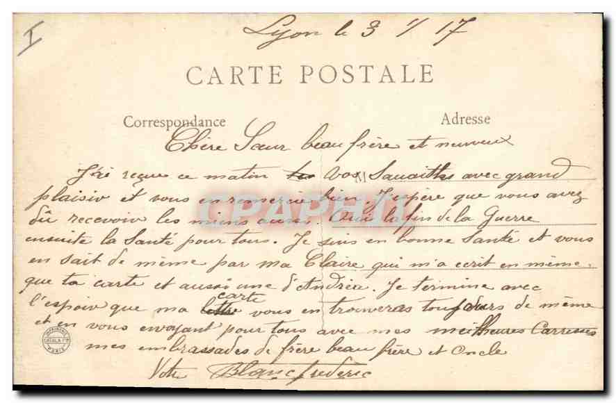 CPA Lyon Fourviere Vue Generale B F Paris  — Rückseite