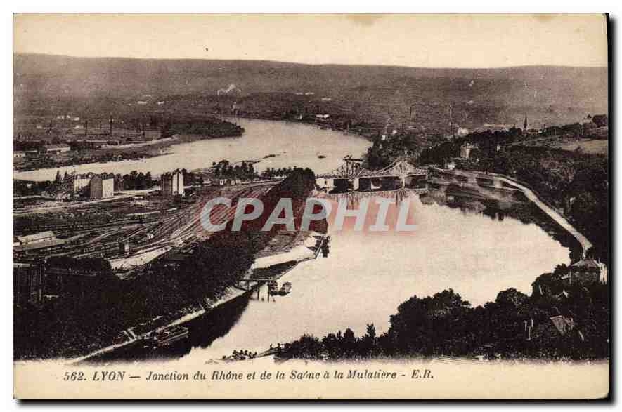 CPA Lyon Jonction du Rhone et de la Saune a la Mulatiere E R 