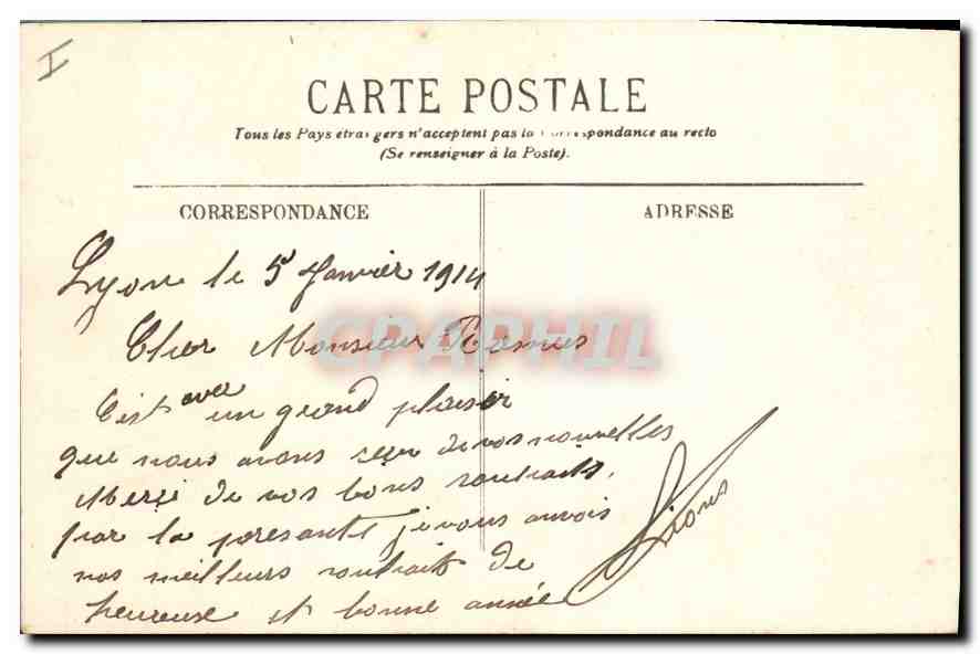 CPA Lyon Le Palais de Justice et le Coteau de Fourviere La Tour et le Restaurant Gay — Verso