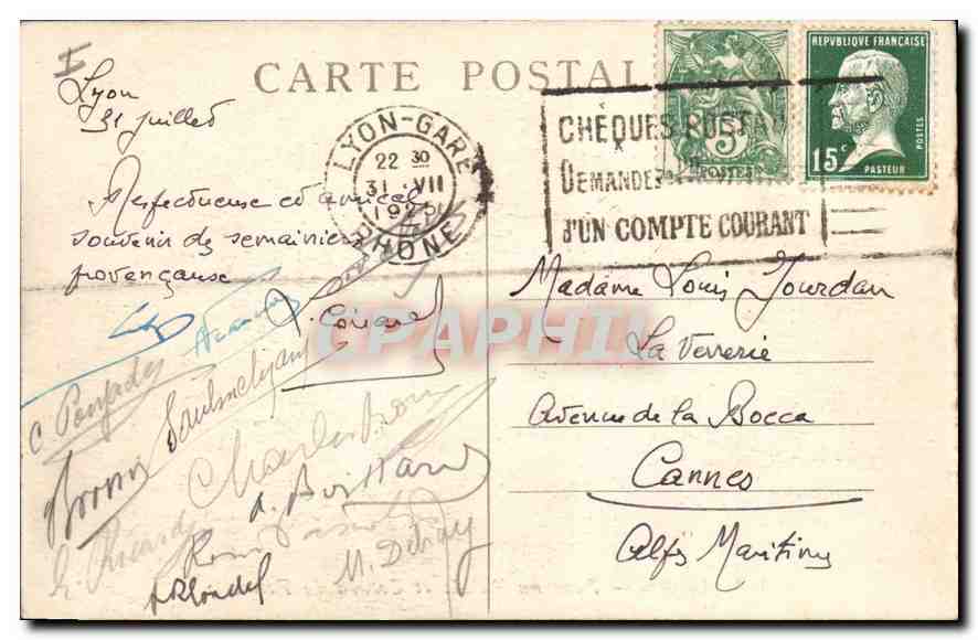 CPA Lyon Pont du Palais et Coteau de Fourviere — Verso