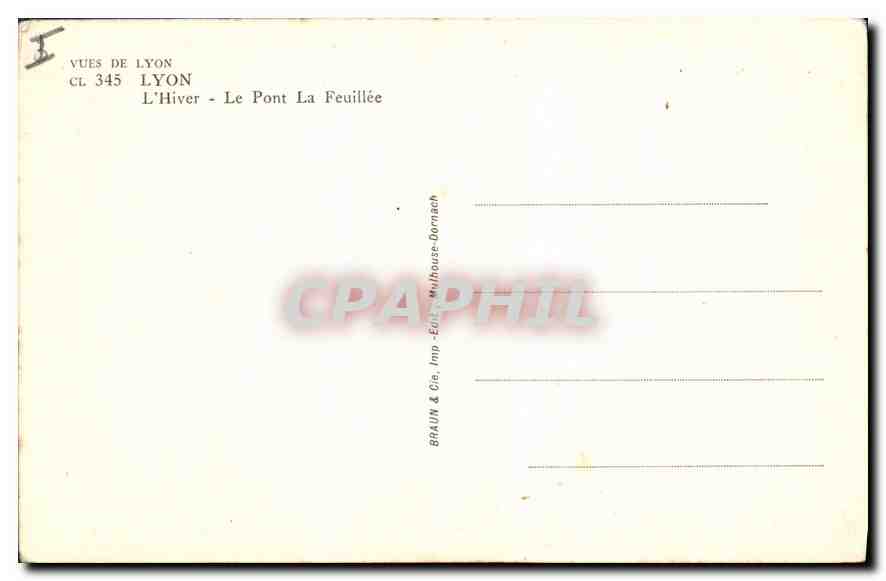 CPA Lyon Vues de Lyon L'Hiver Le Pont La Feuillee — Verso