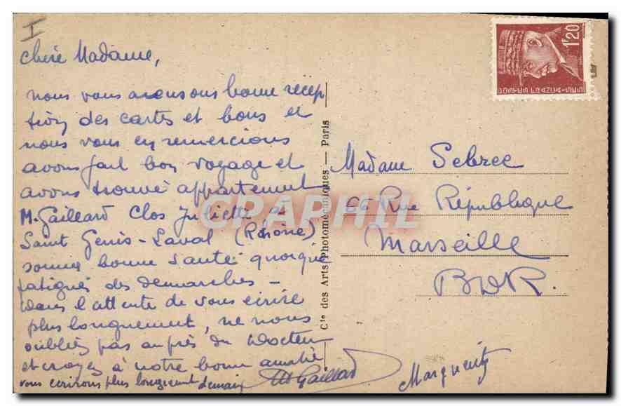 CPA Lyon Quai de Bondy — Verso