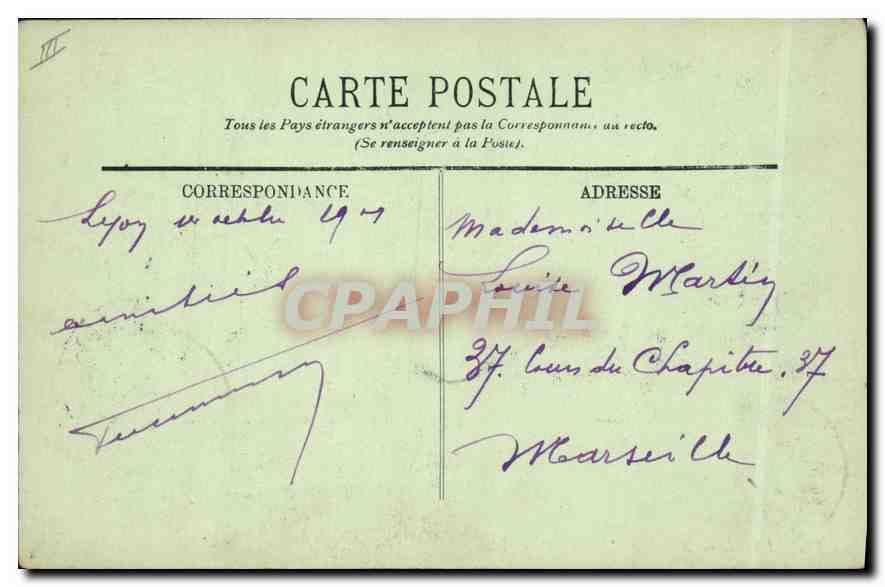 CPA Lyon Avenue de l'Archeveche — Verso