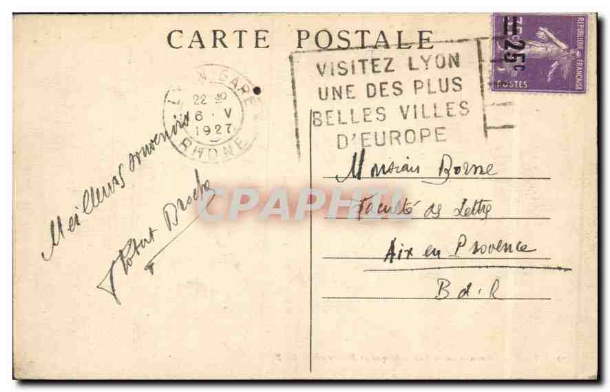 CPA Lyon Avenue de la Bibliotheque et Fourviere — Verso