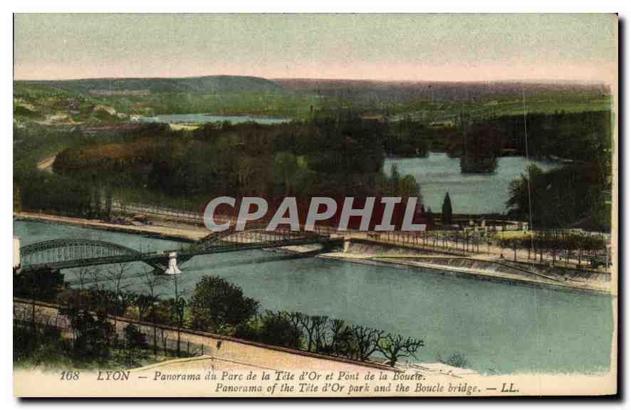 CPA Lyon Panorama du Parc de la Tete d'Or et Pont de la Boucle