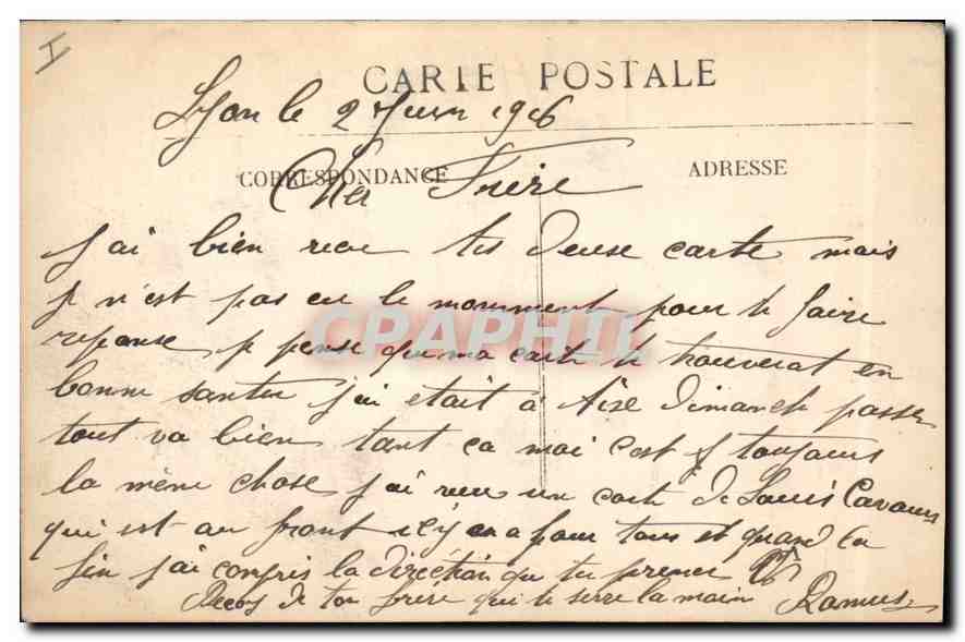 CPA Lyon Pont Morand Quai de Retz — Verso