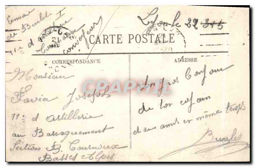 CPA Lyon Le Poont Lafayette La Place des Cordeliers et Fourviere — Verso