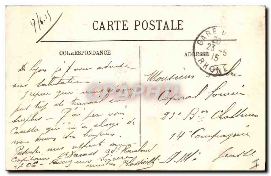 CPA Lyon Notre Dame de Fourviere — Verso