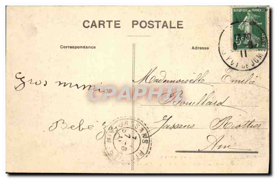 CPA L'Auvegne Puy de Dome Mont Dore Parc du Casino — Verso