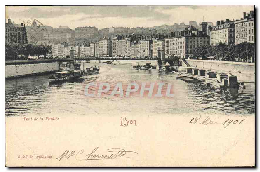 CPA Lyon Pont de la Feuillee 18 Mars 1901