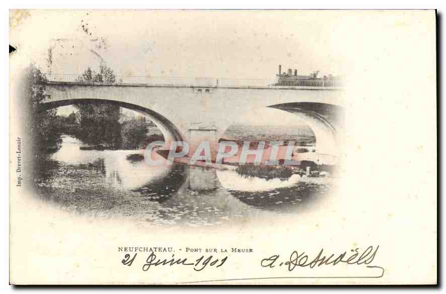 CPA Neufchateau Pont sur la Meuse 21 janvier 1901 Train