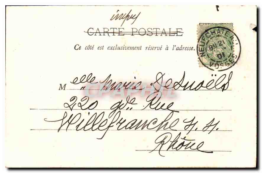 CPA Neufchateau Pont sur la Meuse 21 janvier 1901 Train — Rückseite