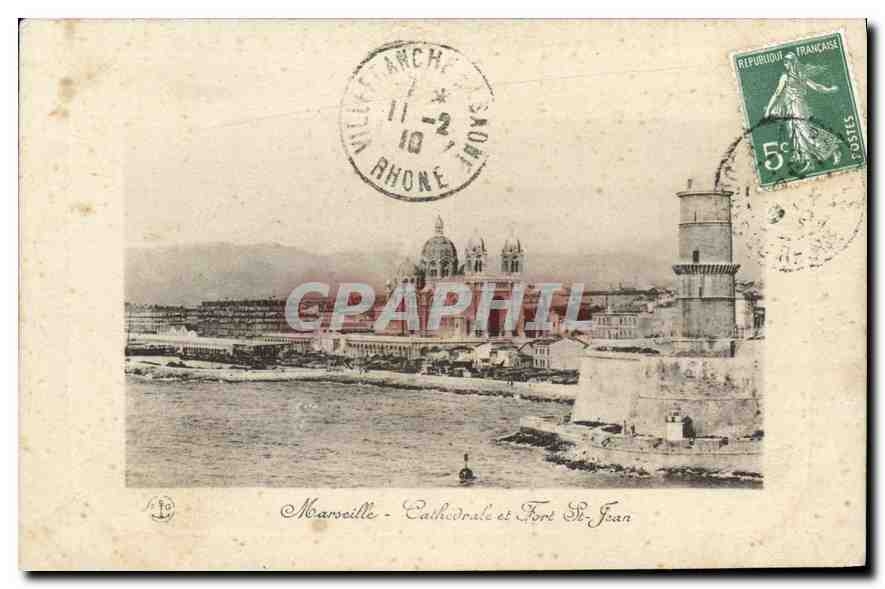 CPA Marseilles Cathedrale et Fort St Jean