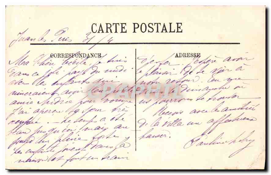 CPA Juan les Pins L'Eglise a travers les Pins — Rückseite