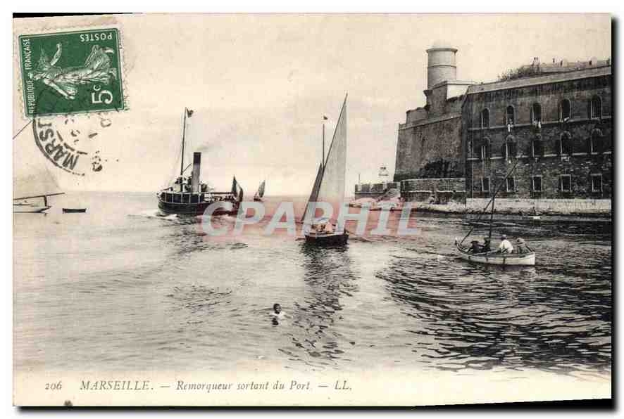 Marseille — Remorqueur sortant du Port — LL, n° 206