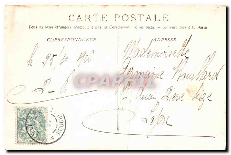 CPA Marseille Le Palais Longchamp — Verso