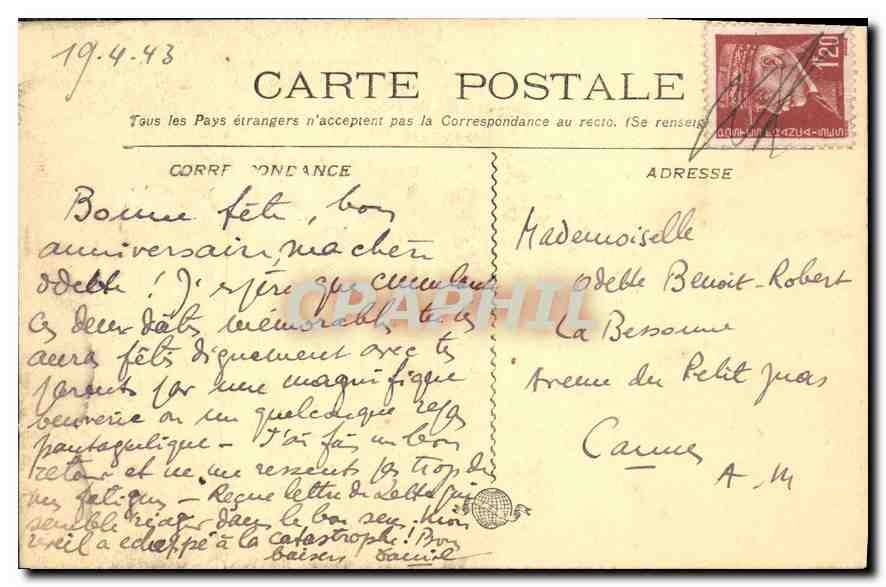 CPA Marseille N D de la Garde — Rückseite