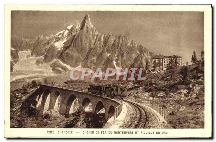Chamonix — Chemin de fer du Montenvers et Aiguille du Dru — éditeur CPAPHIL, n° 12120