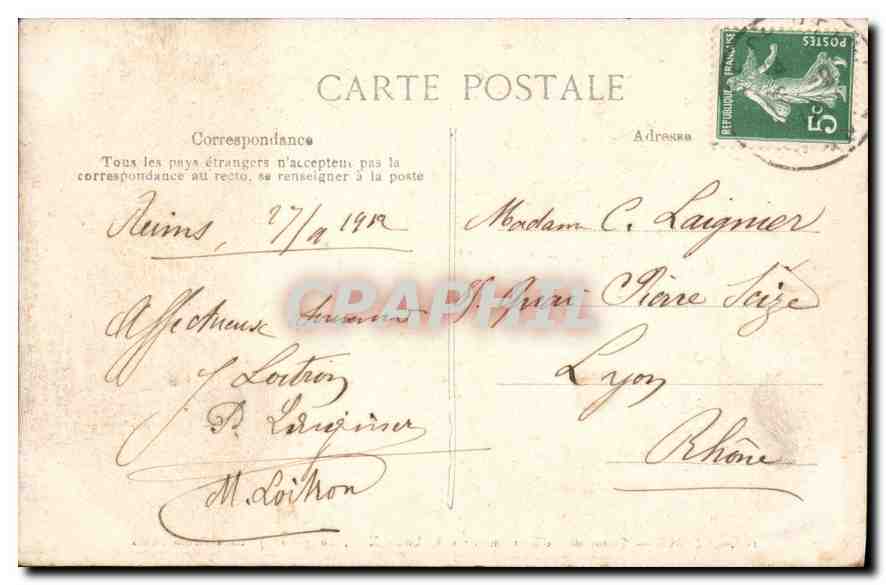 Reims — Statue de Colbert (ministre de Louis XIV, 1619-1683) et les Promenades — BLP, n°106 — Verso