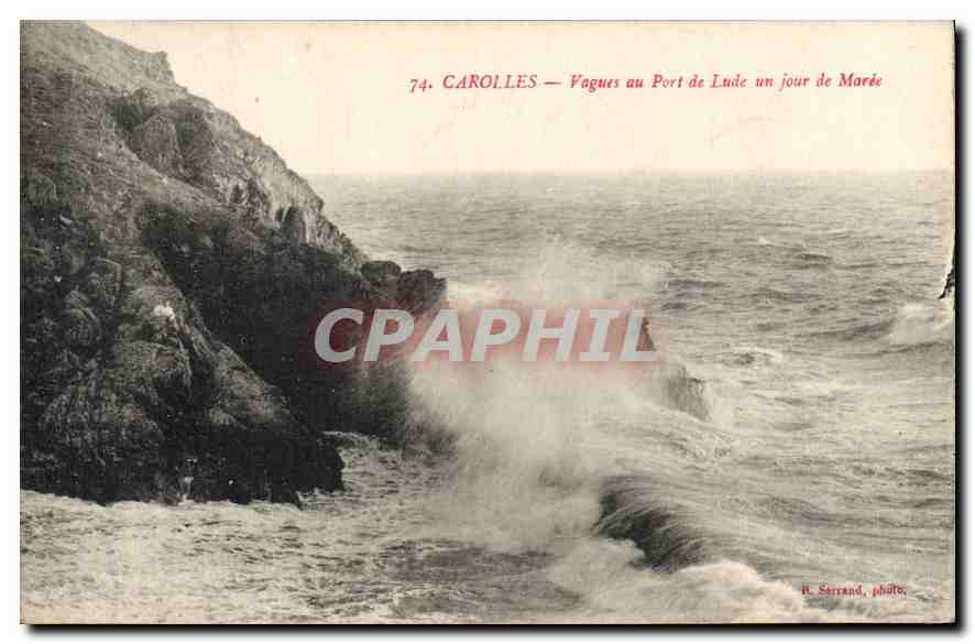 CPA Carolles Vagues au Port de Lude un jour de Maree