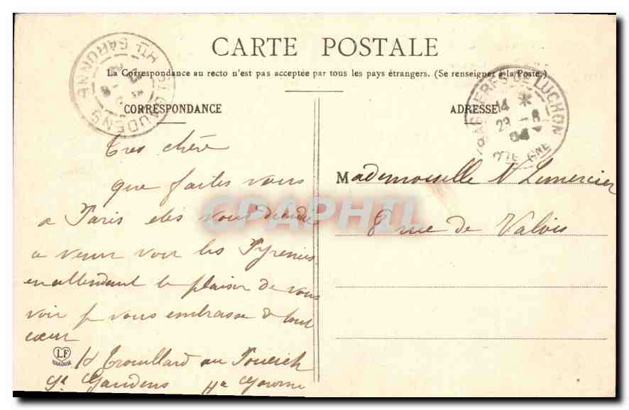 CPA Les Pyrenees Casino de Luchon — Rückseite