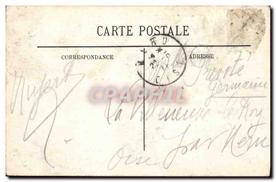 CPA Versailles Vue generale prise a vol d'oiseau sur le Chateau le Parc et la Ville — Verso
