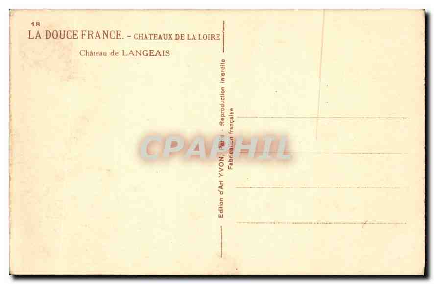 CPA La Douce France Chateaux de la Loire Chateau de Langeais — Rückseite