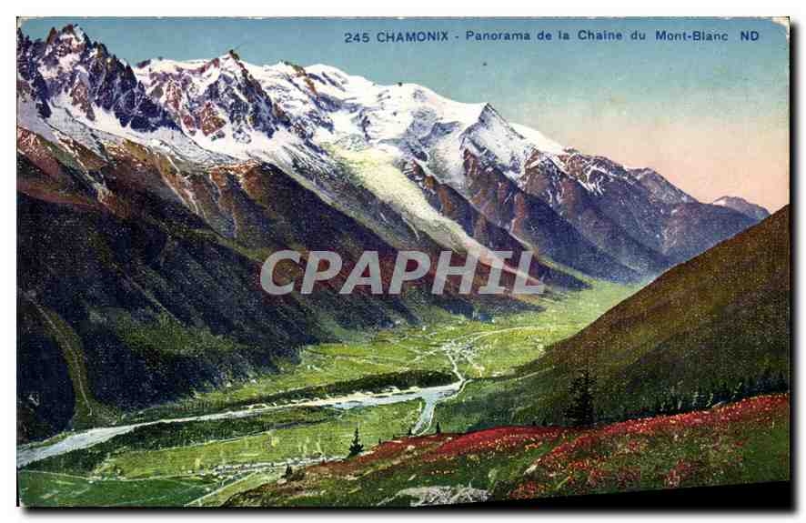 CPA Chamonix Panorama de la Chaine du Mont Blanc