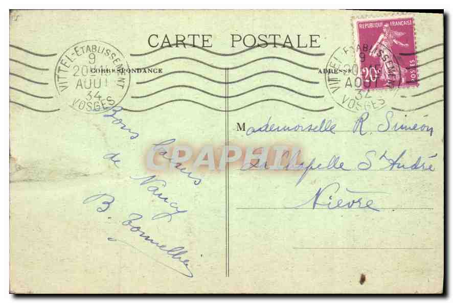 CPA Nancy L'Hemicycle de la Carriere et le Palais du Gouvernement — Rückseite