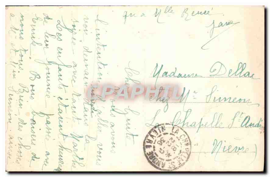 CPA Donzy (Nievre) Eglise et Place du marche — Verso