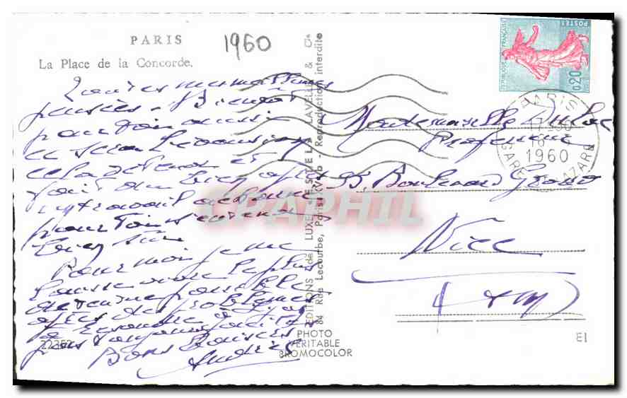 CPA Paris La Place de la Concorde — Rückseite
