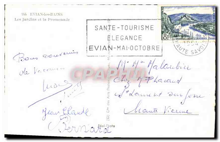 Evian-les-Bains — Die Gärten und Promenade — Cie des Arts Photographiques — Rückseite