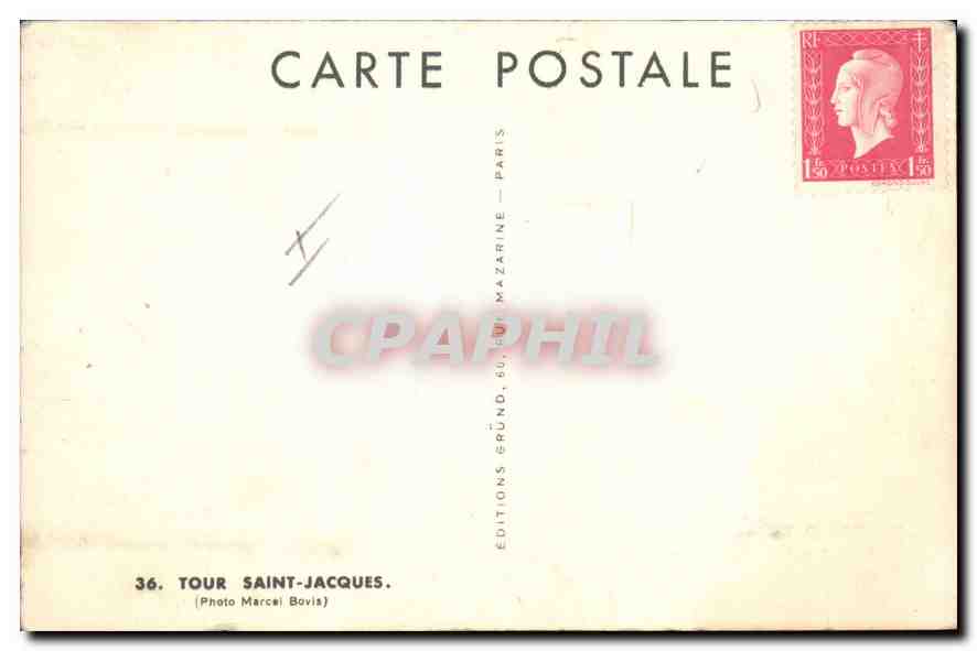 CPA Tour Saint Jacques (Photo Marcel Bovis) — Rückseite