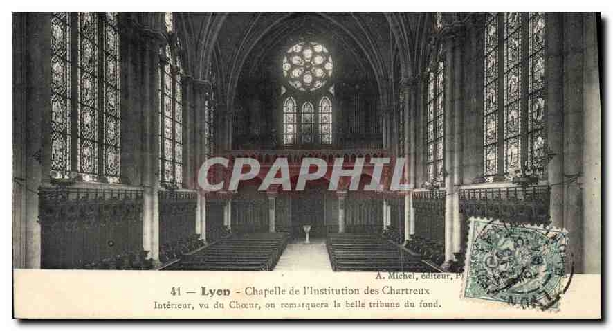 CPA Lyon Chapelle de l'Institution des Chartreux Interieur vu du Choeur on remarquera la belle tribu