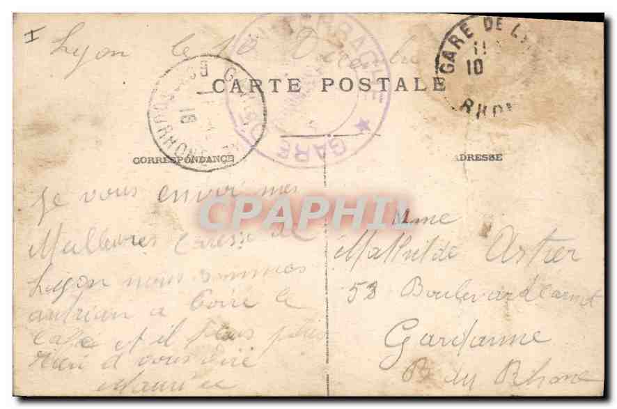 CPA Lyon Hotel de Ville — Verso