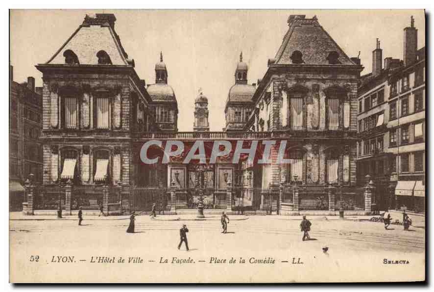 CPA Lyon Hotel de Ville la Facade Place de la Comedie
