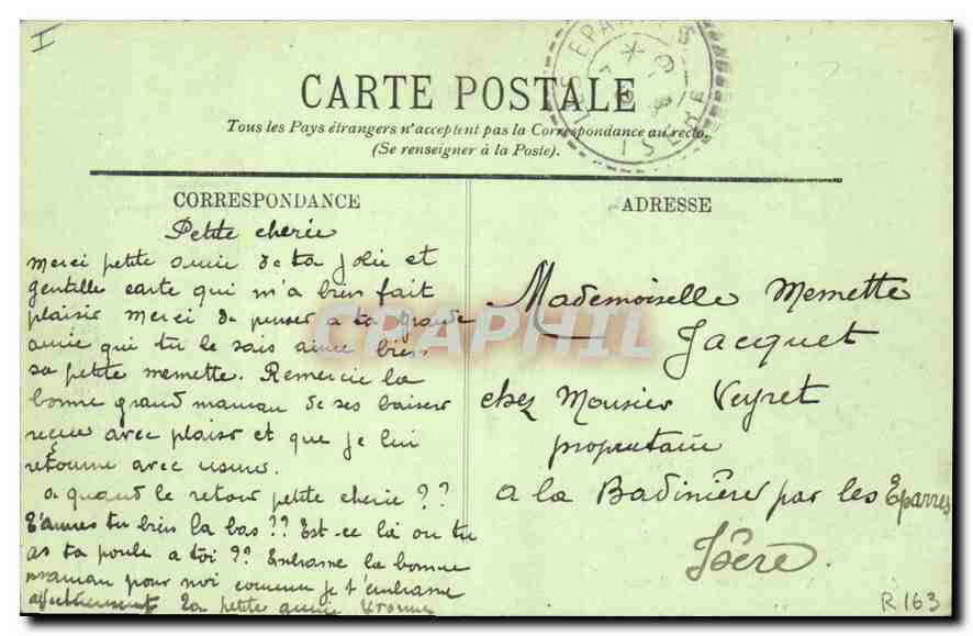CPA Lyon Fontaine Bartholdi — Verso