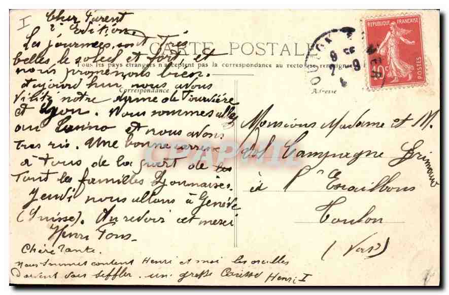 CPA Lyon Fontaine Bartholdi — Verso