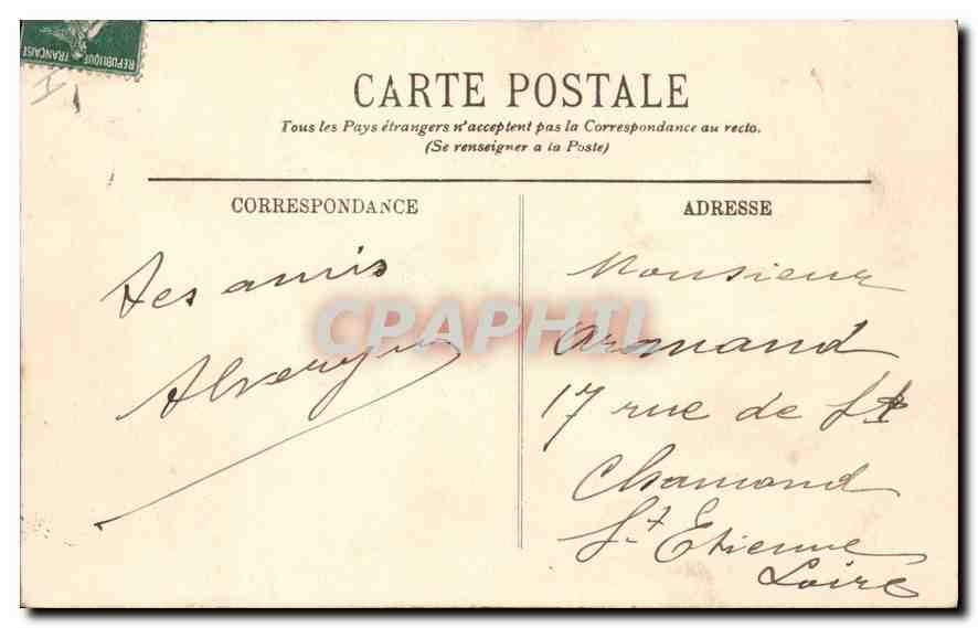 CPA Lyon Place des Terreaux Fontaine Bartholdi et l'Hotel de Ville — Rückseite