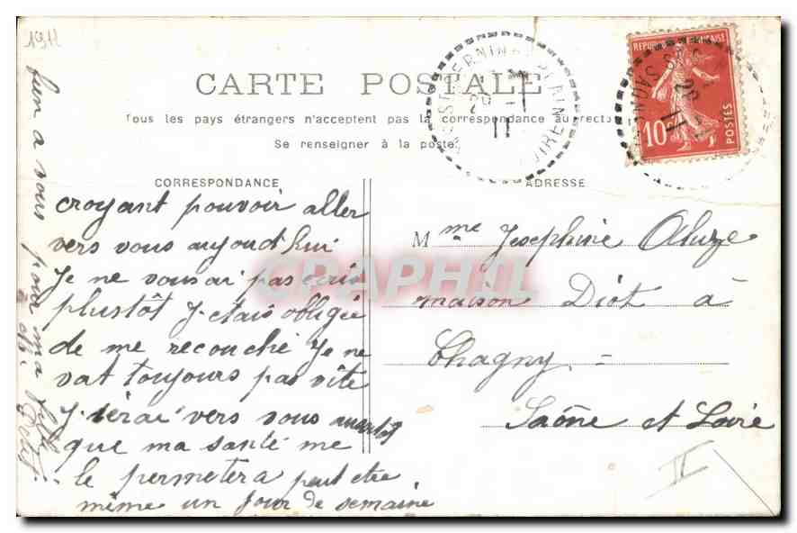 CPA Lyon Funiculaire de Fourvieres — Verso