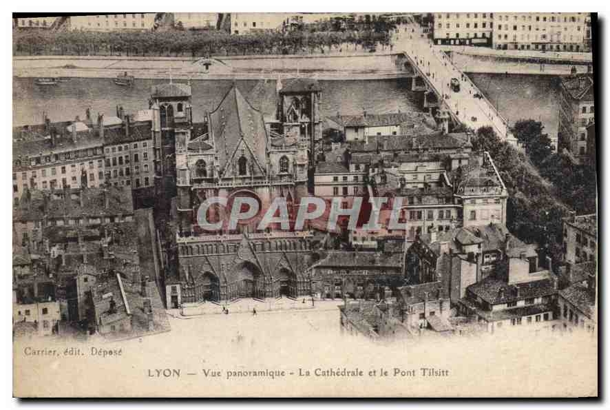 CPA Lyon Vue panoramique La Cathedrale et le Pont Tilsitt