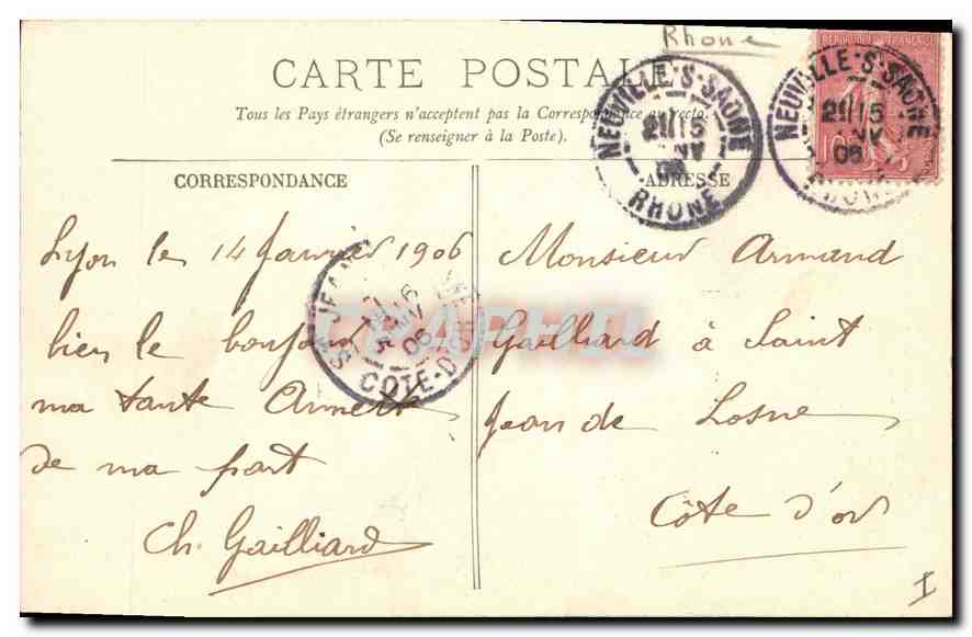 CPA Lyon Notre Dame de Fourviere — Verso