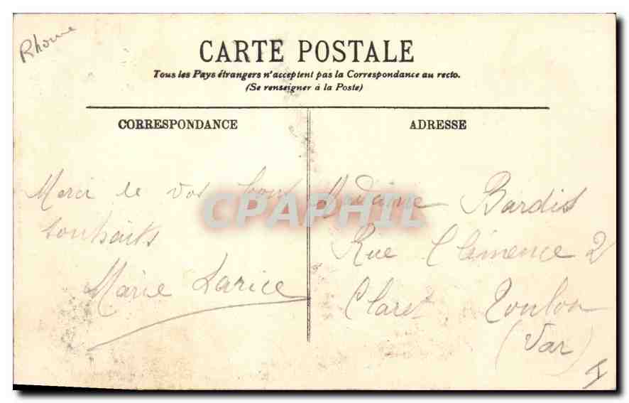 CPA Lyon Notre Dame de Fourviere — Verso
