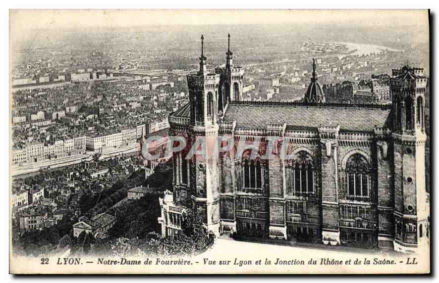 CPA Lyon Notre Dame de Fourviere Vue sur Lyon et la Jonction du Rhone et de la Saone