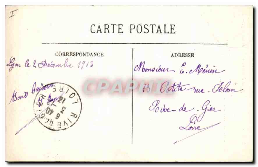 CPA Lyon Ascenseur de la Tour de Fourviere et le Restaurant Gay — Verso