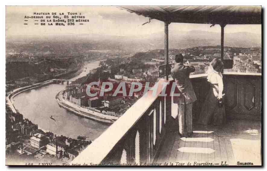 CPA Lyon Vue prise du Sommet Observatoire de l'Ascenseur de la Tour de Fourviere