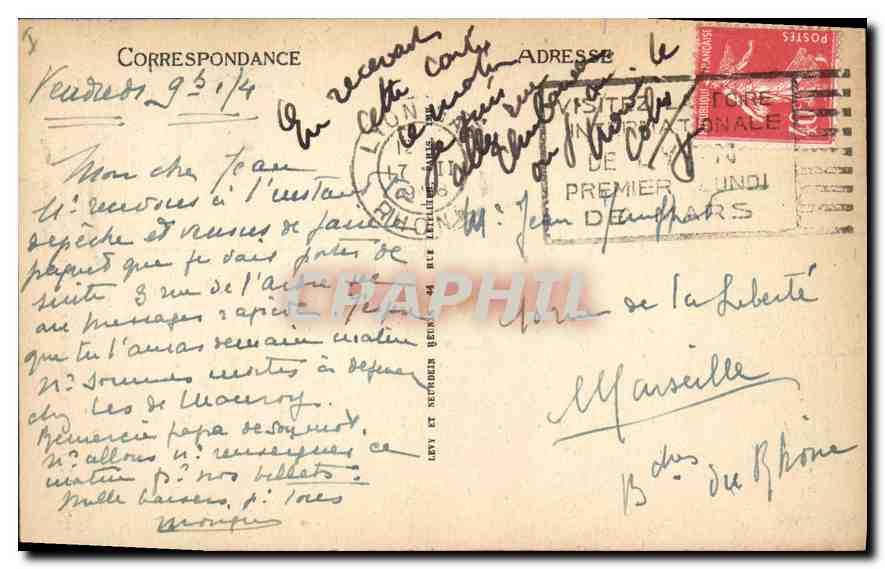 CPA Lyon Ascenseur de la Tour de Fourviere et le Restaurant Gay — Verso